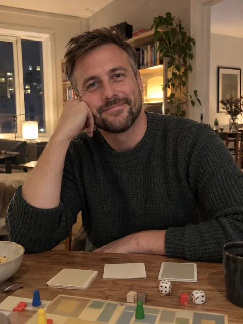 Henrik Berg Gundersen ved spillbordet hjemme i Oslo